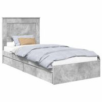 cama con almacenamiento con cajon gris concreto 90 x 190 cm vidaxl