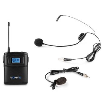 Micrófono Vonyx WM60B inalámbrico UHF con 16 canales y micrófonos incluidos