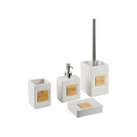 conjunto de accesorios de bano de dolomita beige dispensador jabonera escobilla recipiente minimalista  kourou