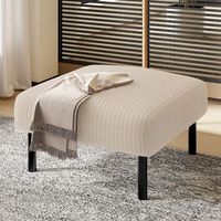 taburete reposapies - mueble de salon - pana y metal - beige 56x51x39cm