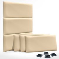 dhome juego de 6 paneles tapizados de polipiel ecologica pack autoadhesivos para pared acusticos absorbentes proteccion vainilla 50x40cm x6