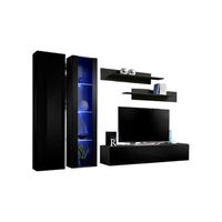 mueble para tv fly a4 diseno color negro brillante  led mueble colgado moderno y a la moda para tu sala de estar