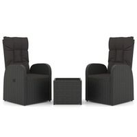 juego salon jardin 3 piezas  mueble de jardin ratan sintetico y acero negro