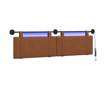 Cabecero - mueble cabecero colgante con luz led marrón pu antiguo
