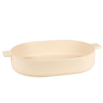 Fuente para gratinado de gres beige de 45 cm