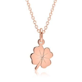 Cadena de plata chapado en oro rosa colgante trébol