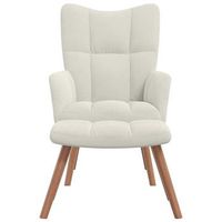 sillon de relax con taburete terciopelo blanco crema