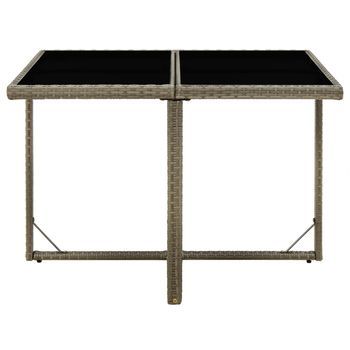 Mesa De Jardín | Mesa De Exterior Ratán Sintético Y Vidrio Gris 109x107x74 Cm