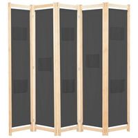 biombo divisor 5 paneles de tela gris 200x170x4 cm vidaxl