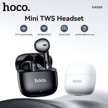 Auriculares inalámbricos HOCO EW205 con Bluetooth 6.0, deportivos, HiFi, semi intraaurales, cómodos de usar, dispositivo de audio para música.