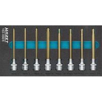 hazet 163-4688 juego de llaves de vaso destornillador r cuadrado hueco 12 pulgadas 125 mm r perfil de hexagono interior perfil torx interior r 5 r 6 r 8 r 10 r t30 r t40 r t45 r t50 r numero de herramientas 8