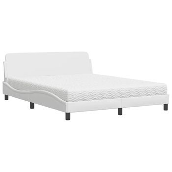 Cama Con Colchón Dover Cuero Sintético Blanco 160x200 Cm Vidaxl