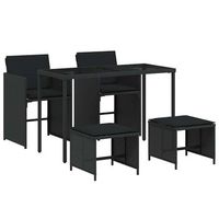 conjunto de muebles jardin 5 uds  mesa y sillas con cojines ratan sintetico negro