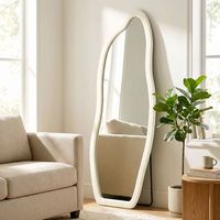 espejo de cuerpo entero de mdf vidrio templado homcom 160x60 cm-crema