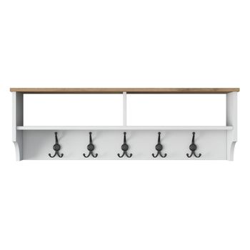 Perchero con 2 compartimentos y 5 ganchos L120 cm - Nogal y Blanco