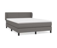 cama box spring con colchon cuero sintetico gris 140x200 cm diseno plano