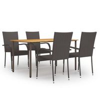 set de muebles de comedor de jardin 5 piezas de ratan marron vidaxl