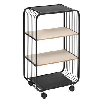 Estantería De 3 Niveles En Metal Y Madera Beige