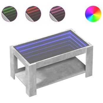 Mesa De Café - Mesa De Centro Y Led Madera Ingeniería Gris Hormigón 93x53x45cm