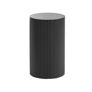 Mesa Auxiliar Tablero De Mdf Diseño Acanalado Moderno Ø 30 Cm Negro Claire