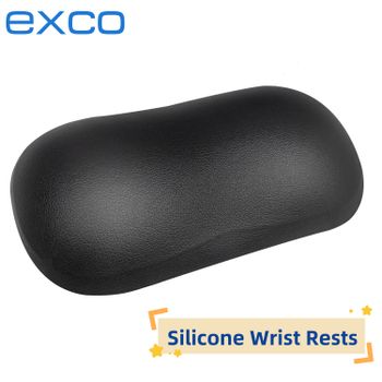 EXCO-reposamuñecas de silicona para ratón, soporte ergonómico con superficie de cuero, cojín para reposamanos, Base antideslizante de PU para videojuegos, oficina y portátil