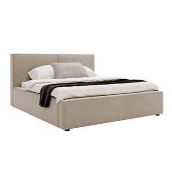 Cama Clovis 117, Doble, De Color Marrón Claro, Tapiz, Somieres, 200x223x98cm