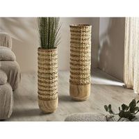 jarron 2  entramados fibra natural  base madera s2 26dx90cm