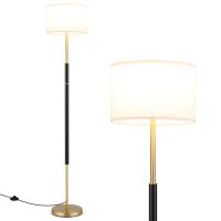 costway lampara de pie moderna con pantalla de lino interruptor de pie estructura metalica casquillo e27 cable 2m para dormitorio salon oficina