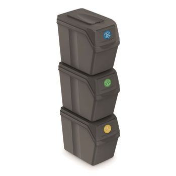 Set de cubos de basura en plastico gris