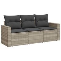 set de sofa de jardin 3 piezas  mueble de jardin y cojines ratan sintetico gris
