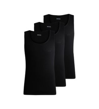 BOSS para hombre. 50542132 Pack 3 Camisetas Logo Bordado negro (L), Homewear, Algodón, Sin mangas / Tirantes