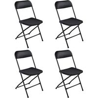 pack de 4 sillas plegables de plastico con estructura metalica - sillas para comedor patio cocina y camping