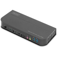 digitus ds-12850 kvm switch 2 puertos hdmi dual screen 4k uhd usb audio ports negro