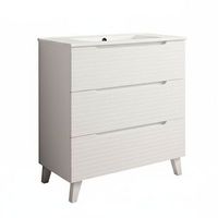 kibath mueble de bano con lavabo boreal 80x45 cm acabado blanco mate 3 cajones con patas