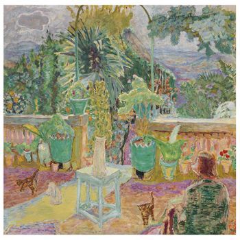 Legendarte - Cuadro Lienzo, Impresión Digital - Une Terrasse À Grasse (la Terrasse) - Pierre Bonnard - Decoración Pared Cm. 60x60