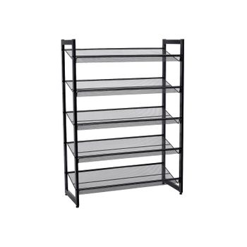 Zapatero de Metal Estantería para Zapatos Organizador de Zapatos Apilable, Negro