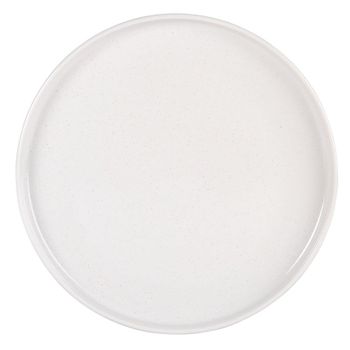 Plato llano de cerámica blanca y beige