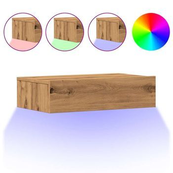 2 Uds Muebles Tv | Mueble De Salón | Mesa De Tv Con Luces Led Roble Artisan 60x35x15 | 5 Cm