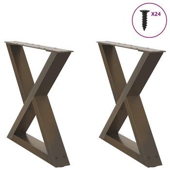 Patas Para Mesa De Centro (2 Unidades, Acero Natural, 60 X 42-43,3 Cm) Vidaxl