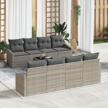 Conjunto De Sofás De Jardín  De 7 Piezas Con Cojines Gris Claro Ratán Poliéster V5928 Unico / Gris Claro
