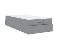 estructura de cama individual para adultos con colchon 2 pcs gris claro tela