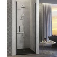 puerta abatible de ducha nardi negro mate  70-74 cm