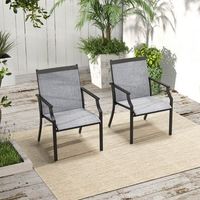 juego de 2 sillas de comedor para patio porche con asiento transpirable estructura metal respaldo alto y apoyabrazos ergonomicos gris