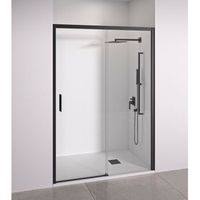 mampara de ducha frontal negra 150-155 cm acceso izquierda bellobath