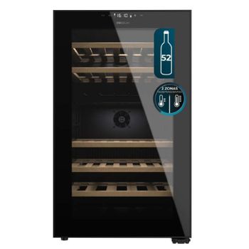 Cecotec Vinoteca 52 Botellas con Doble Zona Temperatura Bolero GrandSommelier Duo 52000 Black. Compresor Integrado
