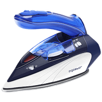 aigostar lucas - plancha de viaje plancha vapor asa plegable doble voltaje 120v-240v 1100w plancha ropa vapor suela de acero inoxidable selector de temperatura deposito 80ml