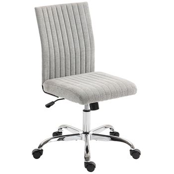 HOMCOM Silla de Oficina Sin Reposabrazos con Altura Ajustable y Asiento Giratorio, Revestimiento en Tejido, Gris