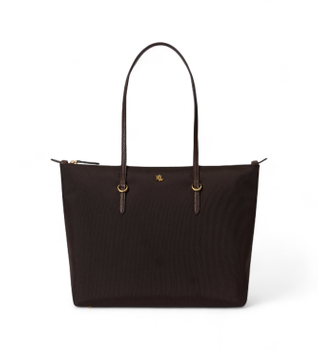 Lauren Ralph Lauren para mujer. 431916737054 Bolso tote Keaton mediano de nailon marrón oscuro (OSFA), Casual, Nylon