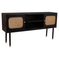 aparador de madera y rejilla de bambu negro 1525x38x81