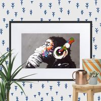 cuadro decorativo con paspartu monkey musci negro  5070 cm